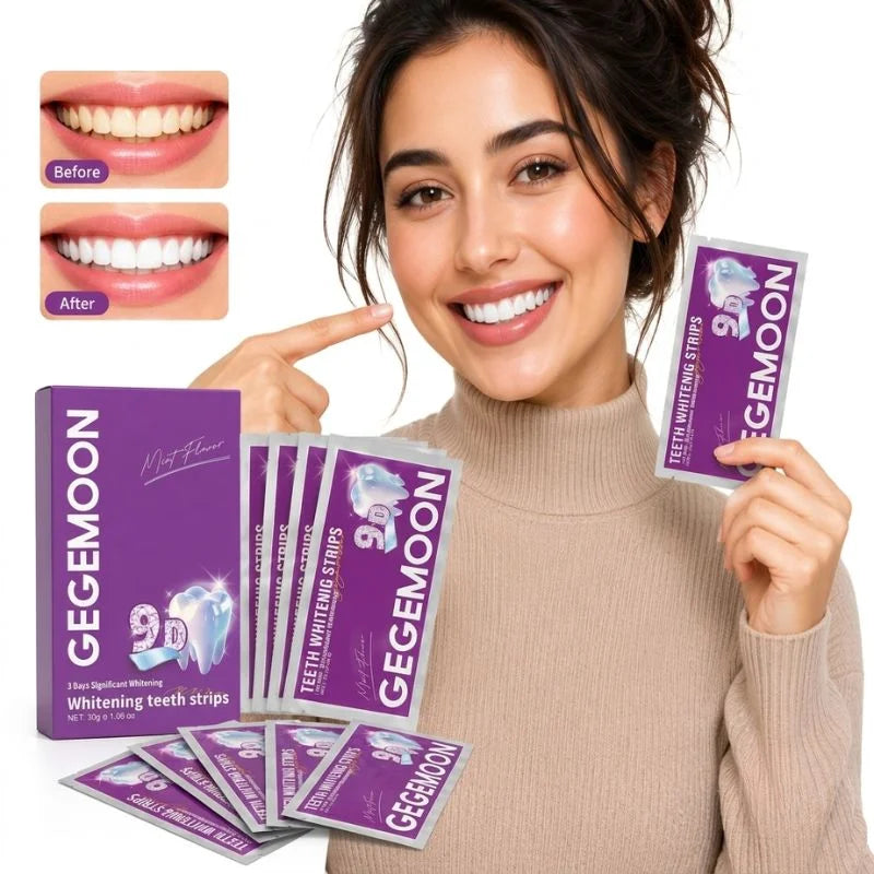 Gegemoon 7D Teeth Whitening Strips | Professional 7-Day Whitening Kit | Enamel Safe | Deep Stain Removal | Mint Flavor | 7 Pairs